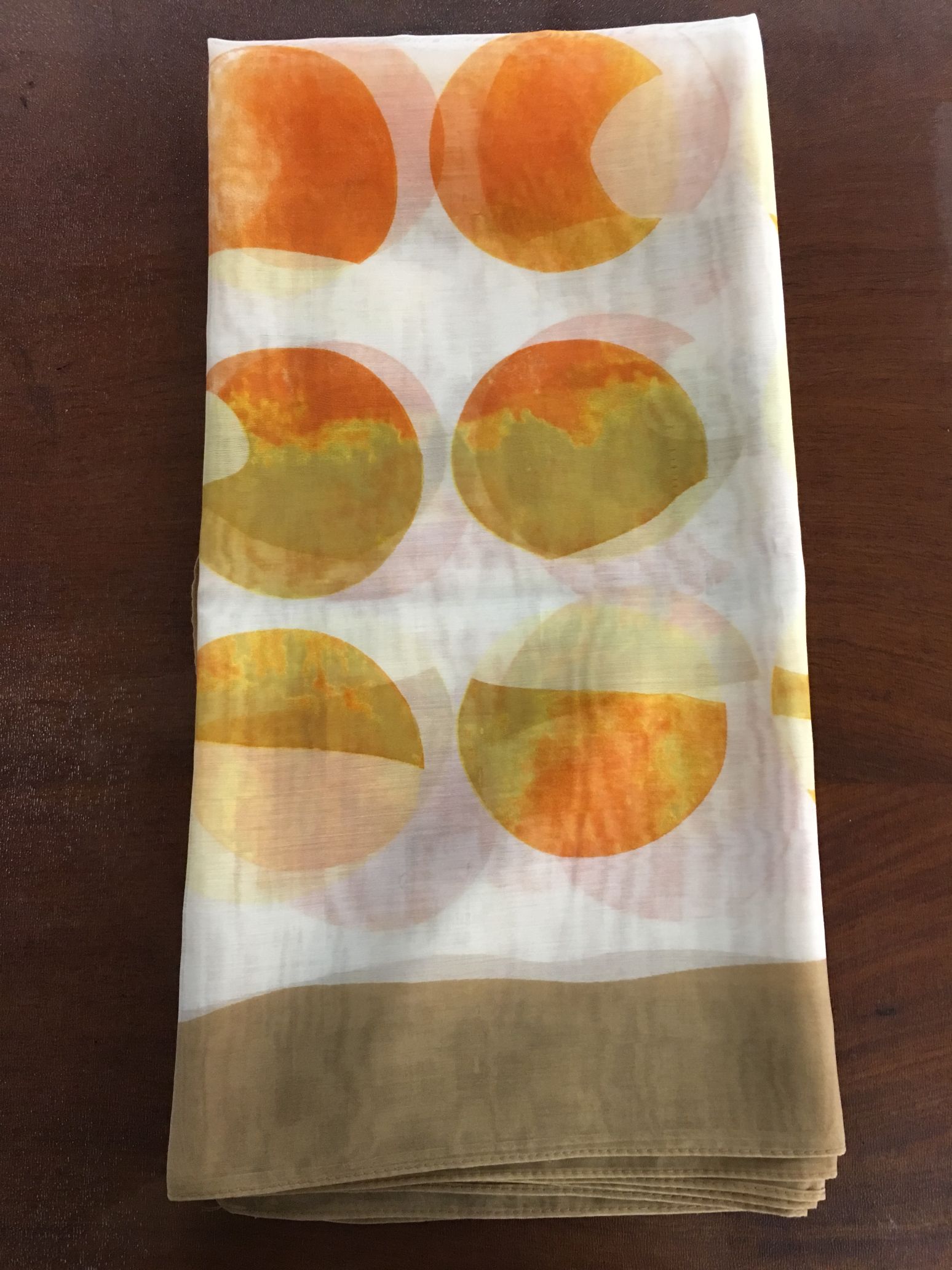 Light khaki large circle pattern scarf shawl