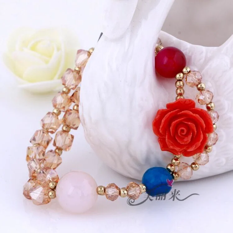 Coral flower crystal bracelet with 125 thumbnail