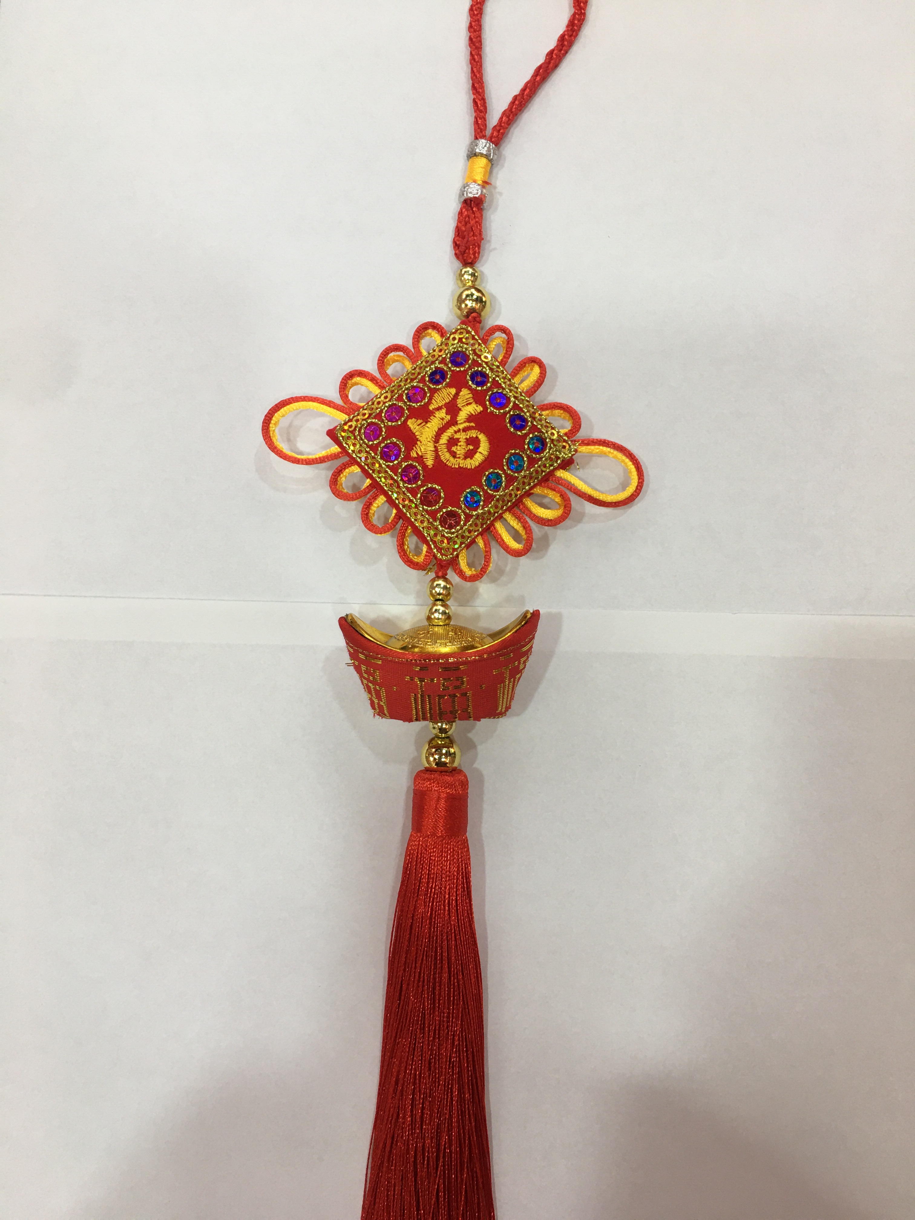 Chinese knot sachet, Fu character ingot pendant Specification image