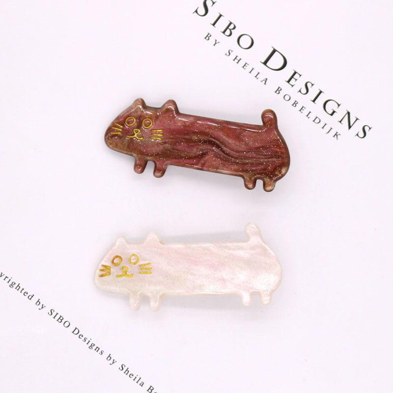 韩版少女发夹长身子猫咪鸭嘴夹炫彩星空亚克力发夹边夹刘海夹发饰详情图7