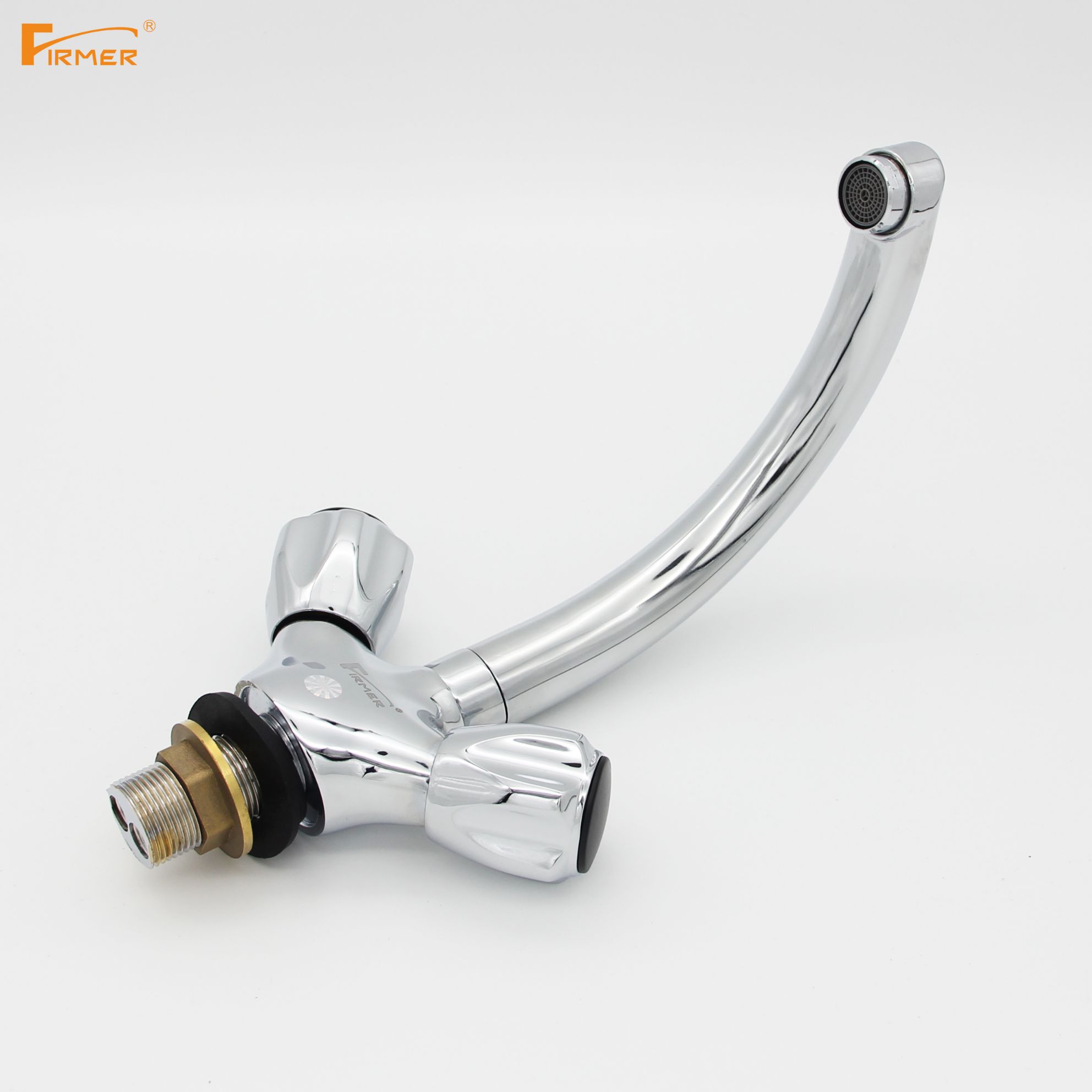 FIRMER two-wheeled brass washbasin faucet, bathroom washbasin, countertop, hot and cold water faucet Application Scenario