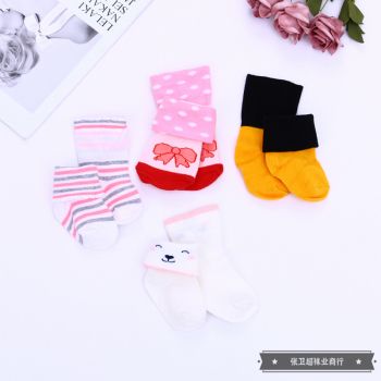 comfortable and breathable cotton mixed color baby socks Item Picture