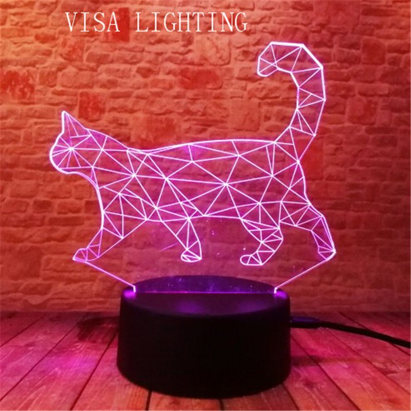 3d cat stereoscopic table lamp, led night light, plug-in bedroom bedside lamp, creative gift detail image 1