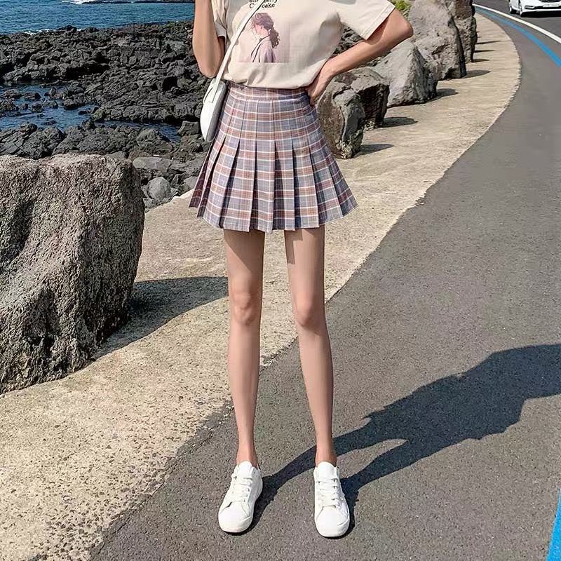 Official website: Trendy brand plaid pleated skirt, short skirt, women's summer 2020 autumn collection, women's plaid half skirt, high-waisted half skirt Item Picture