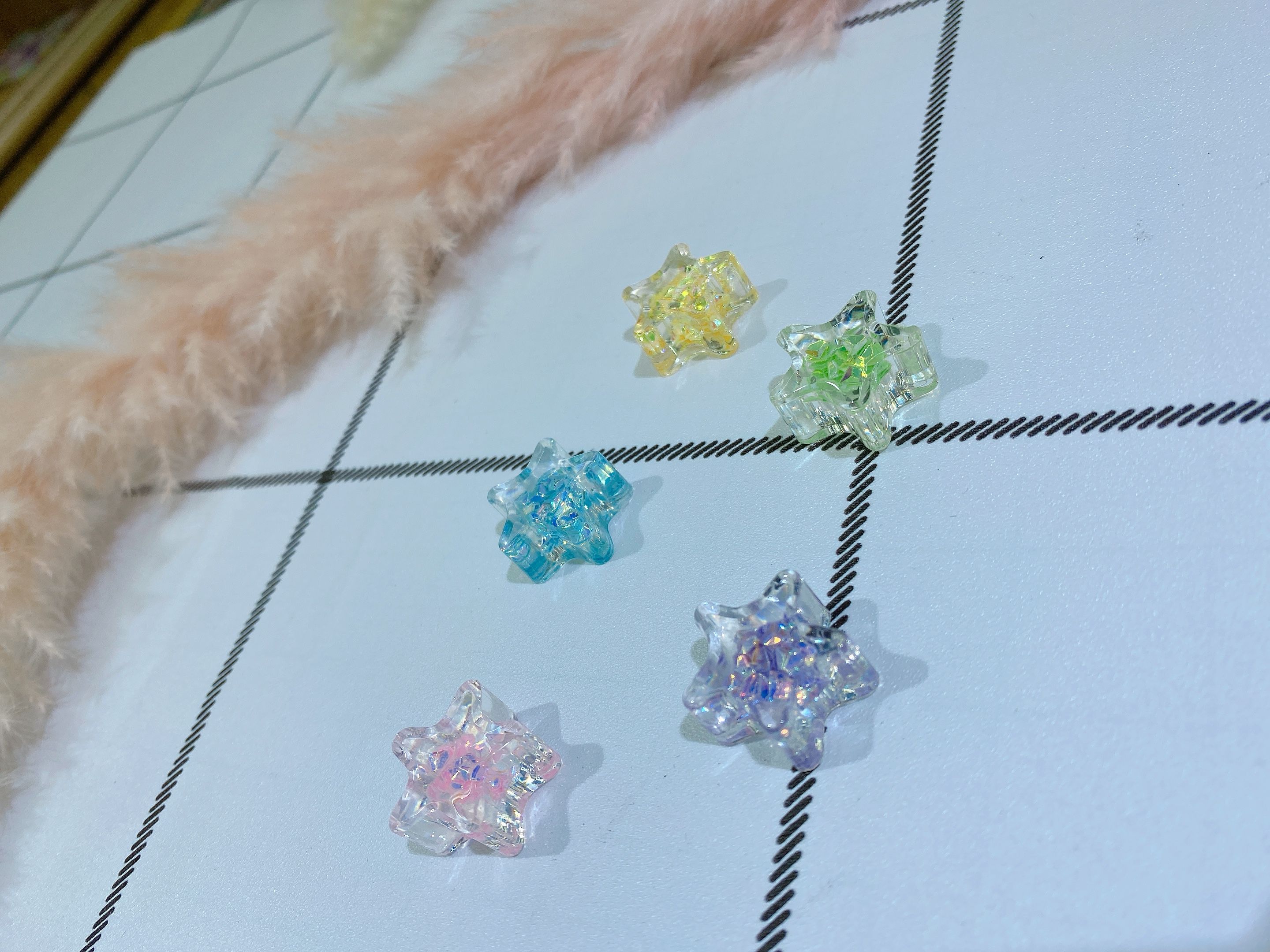 Acrylic hole-free five-star frozen oil sequin children's hair clip accessories