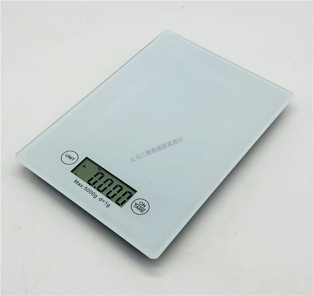 全玻璃面小型家用电子秤 5kg/1g厨房电子秤 轻薄机身优质外贸产品详情6