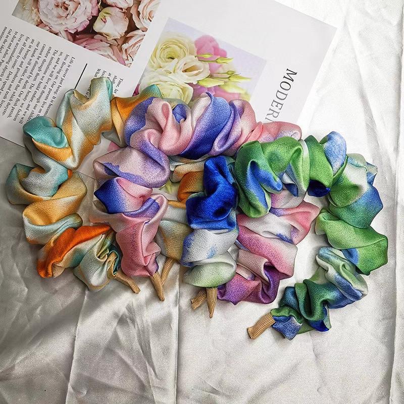 Korean Print Ink-Ink Tie-Dye Bubble Pleated Headband All-In-One Hair Accessories Women's Large Headband Face Wash Hair Headband details Picture