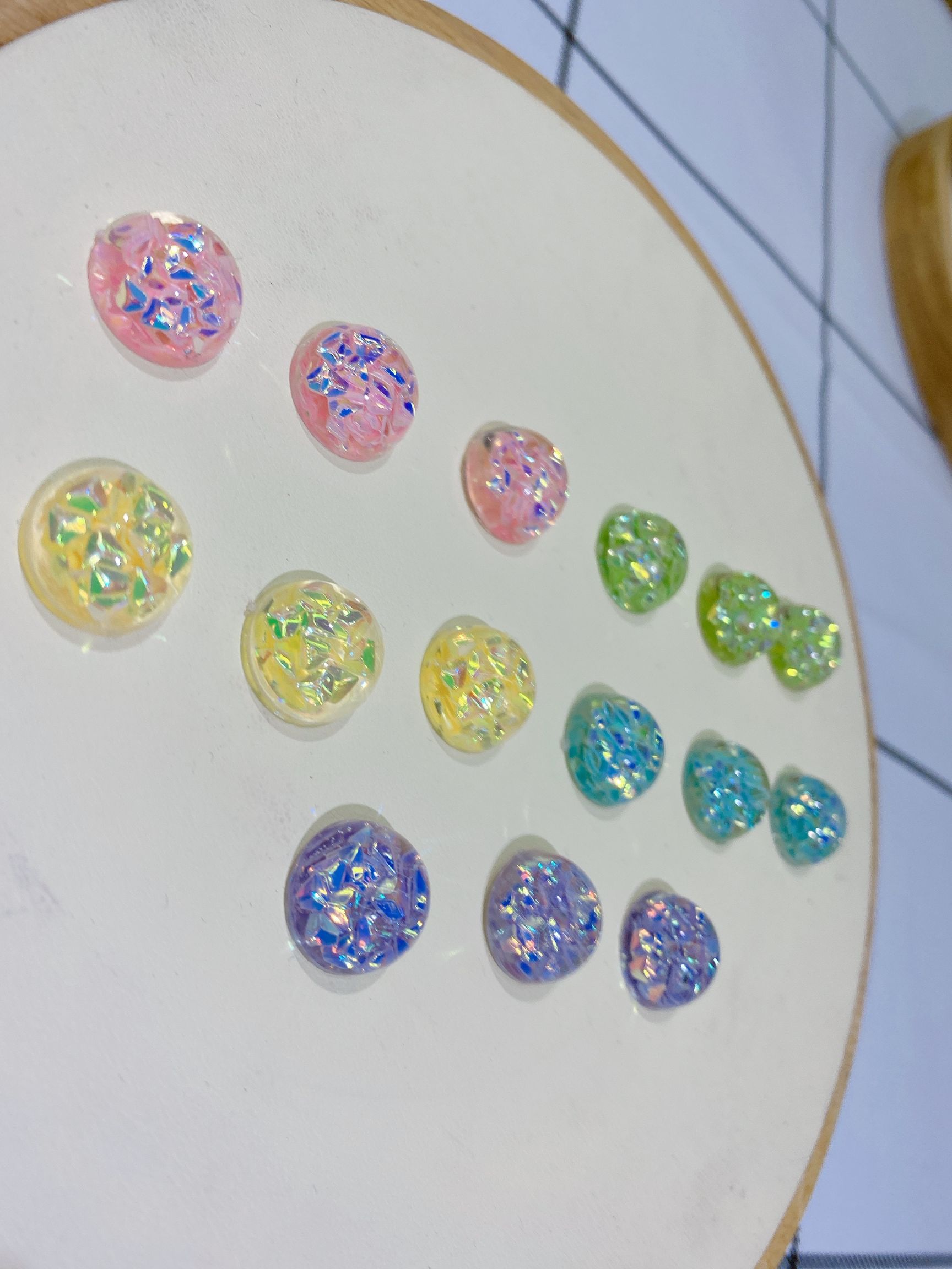 Acrylic half-sided round frozen oil sequin children's hair clip accessory