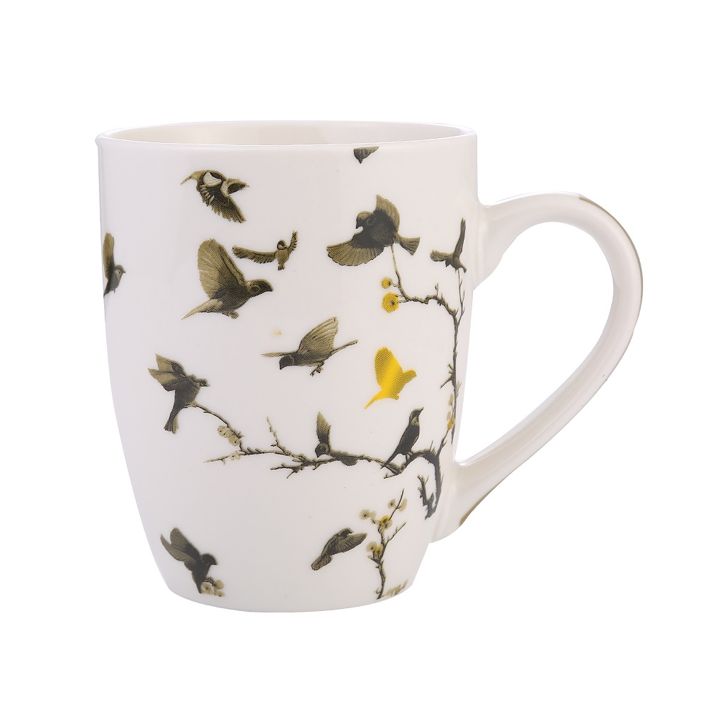 Daily-use ceramic cups, mugs, cartoon decals, bird flower faces, ceramic coffee cups detail image 4