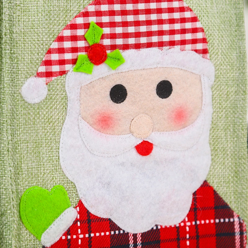 Christmas Decoration Supplies New Creative Cartoon Figure Stick Cloth Embroidered Linen Tote Bag Candy Bag Factory Direct Sales undefined