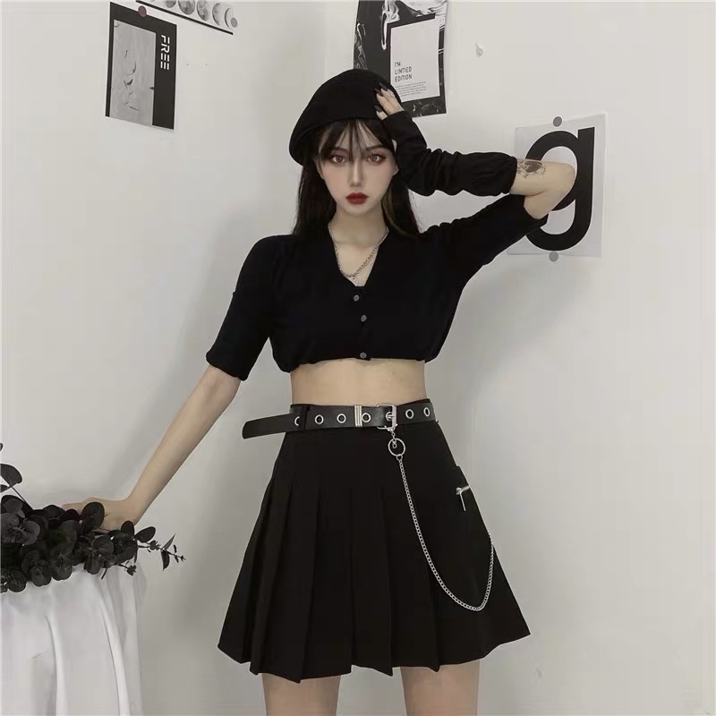 Summer Korean Edition 2020 New A-line high-waisted workwear style chain pleated short skirt, half skirt for women's students Application Scenario