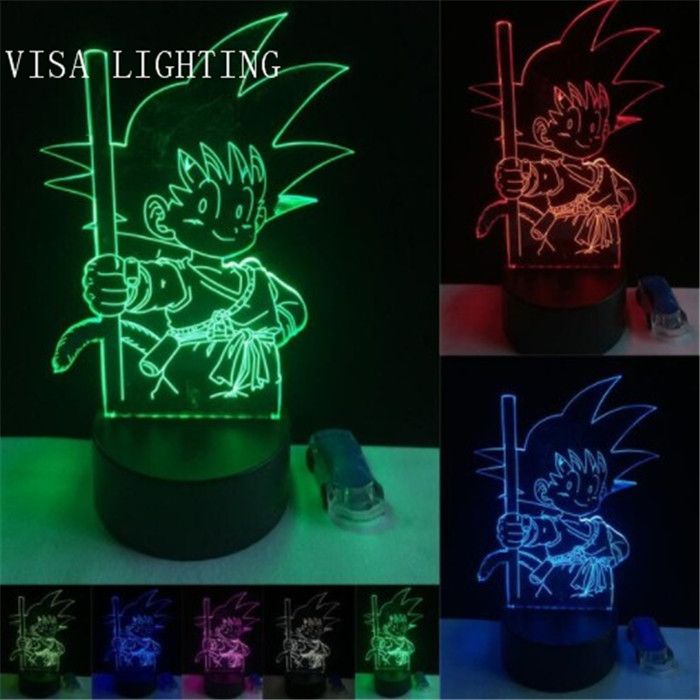 3D Dragon Ball Super Saiyan Sun Wukong Lamp 7-color Night Light Boy Toy Gift detail image 2