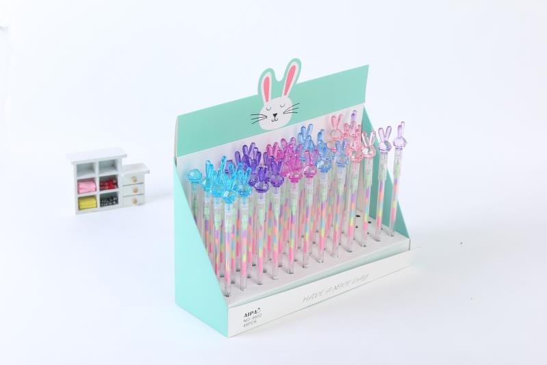 6色彩虹荧光笔 手帐学生创意渐变彩虹笔，可爱卡通水晶兔子彩虹笔，
