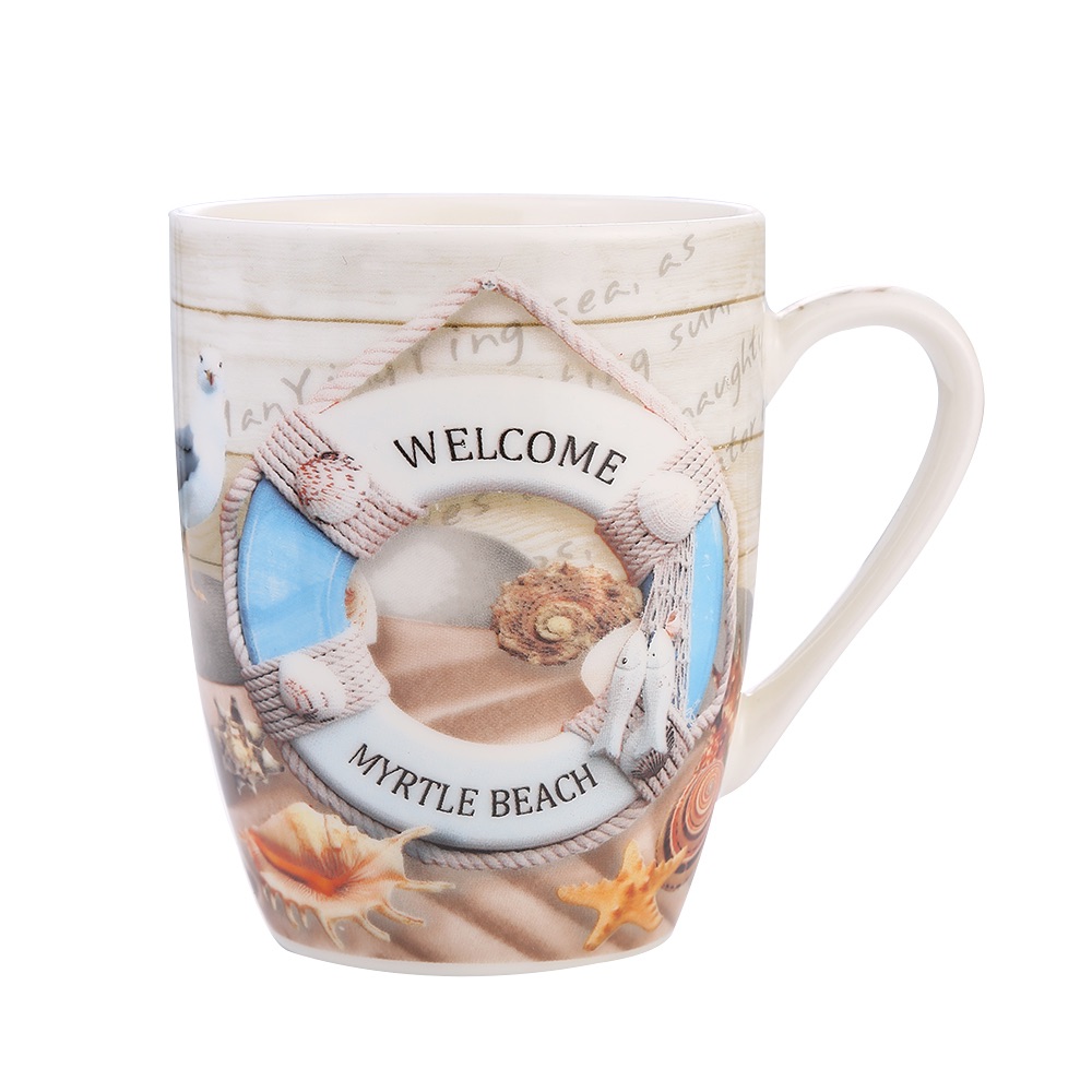 Daily-use ceramic cups, cartoon ocean flower face decal cups, mugs