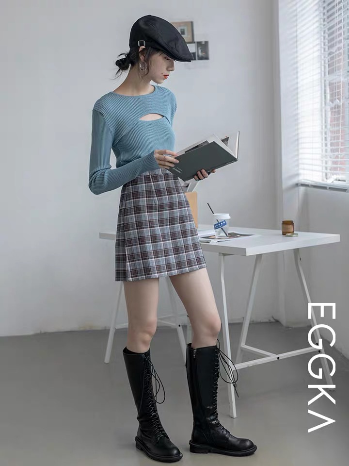 Plaid skirt for women's autumn and winter 2020 new A-line skirt, retro short skirt, high waist and hip skirt Item Picture