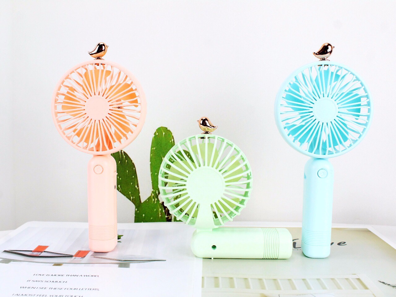 Portable folding cartoon mini fan USB charging mini fan details Picture