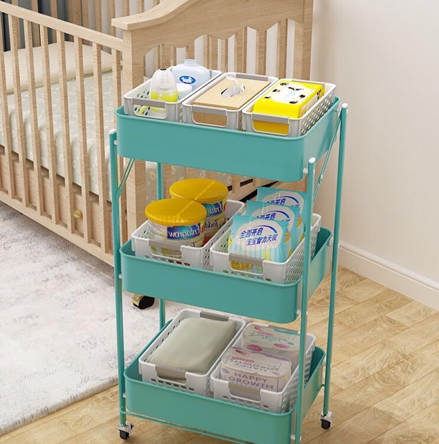 折叠可移动小推车 置物架 卫生间落地架  多层架子 浴室用品收纳架