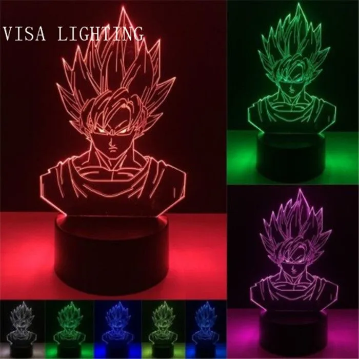 3D Dragon Ball Super Saiyan Sun Wukong Lamp 7-color Night Light Boy Toy Gift detail image 3