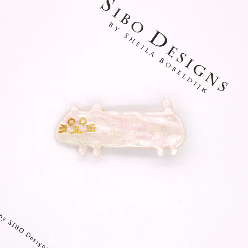 韩版少女发夹长身子猫咪鸭嘴夹炫彩星空亚克力发夹边夹刘海夹发饰详情图5