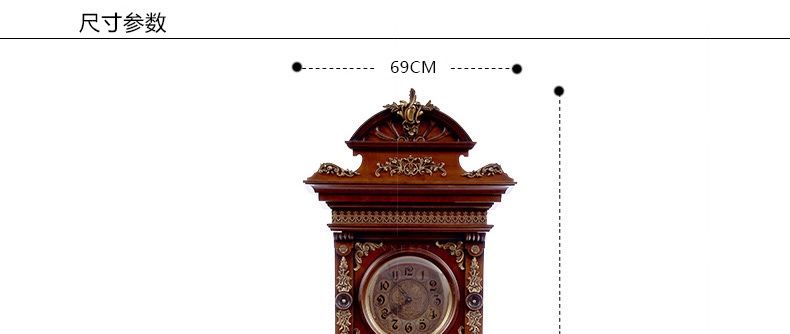 【梵尼诗】F909欧式钟表复古实木兰斯克落地钟 客厅立钟仿古座钟详情图4