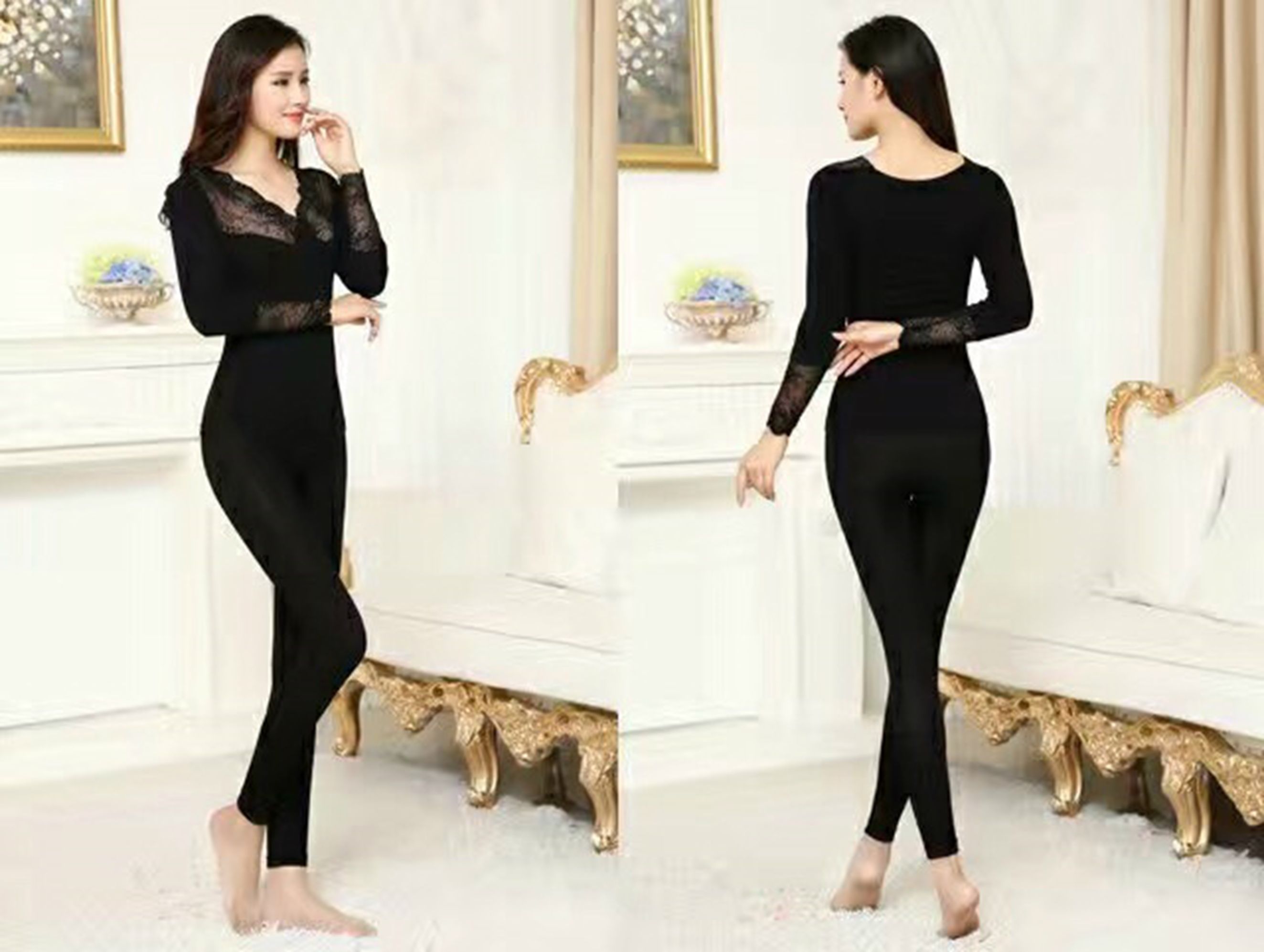 Yiwu Selection sleeves lace without velvet lingerie /48060 full figure