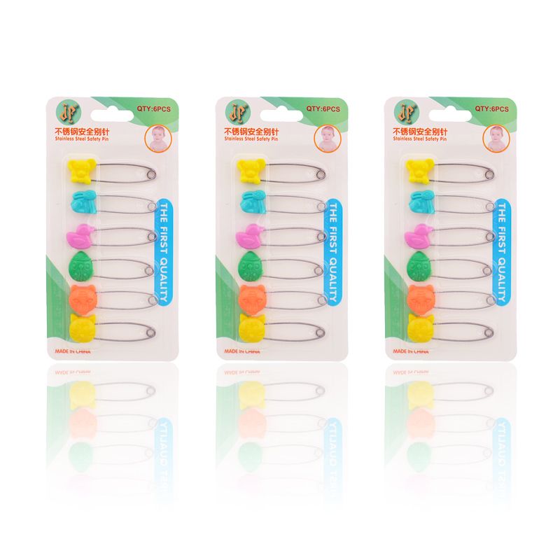 超市吸卡包装不锈钢水果动物笑脸婴儿尿布安全别针 卡通详情图1