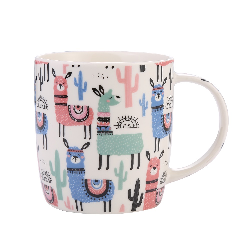 Daily-use ceramic cups, creative cartoon alpaca series mugs, decal cups, ceramic cups detail image 3