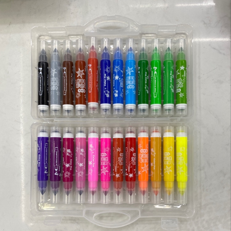 Purple Mouse Zs-209 Twenty-Four Color Double Head Water Soluble Color Pen Specification drawing