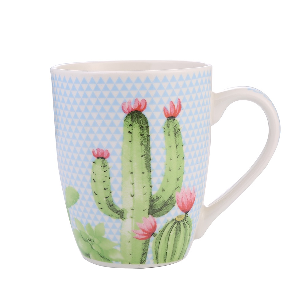 Factory direct sales of ceramic mugs with cactus flower face applique ceramic cups Application Scenario