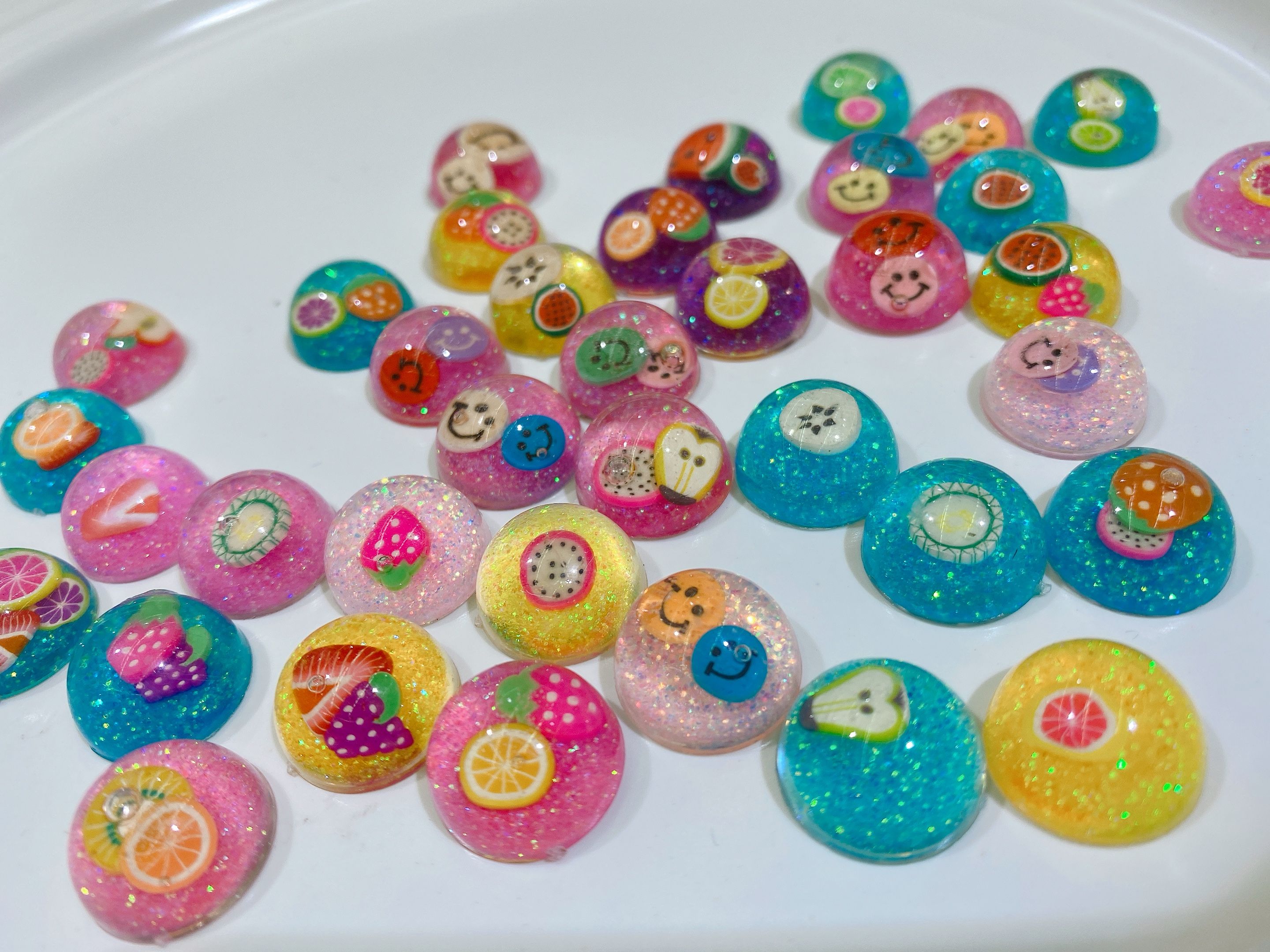 Acrylic half-sided round frozen oil fruit slice children's hair clip accessory detail image 2