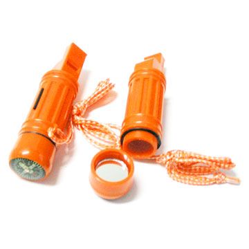 多功能口哨指南针塑料口哨三合一橙色户外野外鸟笛