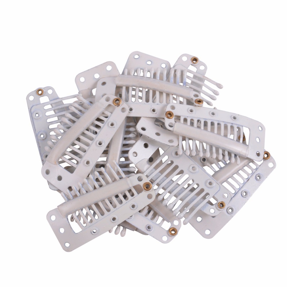 假发专用DIY3.6CM十齿水滴不生锈碳钢假发夹子接发卡子BB夹白底实物图