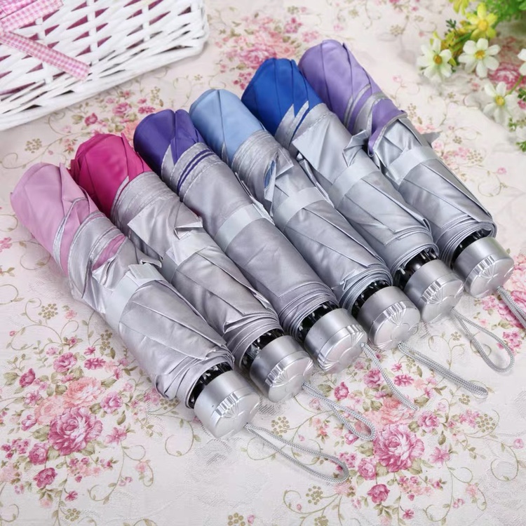7K Inverted Silver Rubber Umbrella Creative Clear Umbrella Custom Short Handle Three Fold Sunshade Umbrella Advertising Umbrella Custom