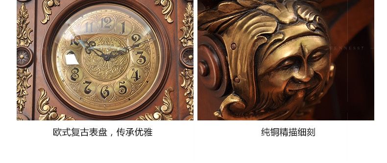 【梵尼诗】F909欧式钟表复古实木兰斯克落地钟 客厅立钟仿古座钟详情图3