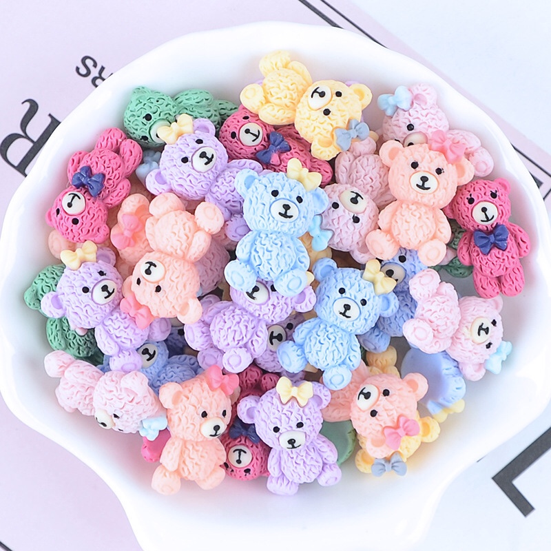 厂家直销磨砂小熊树脂配件时尚手机壳装饰材料手工diy饰品细节图