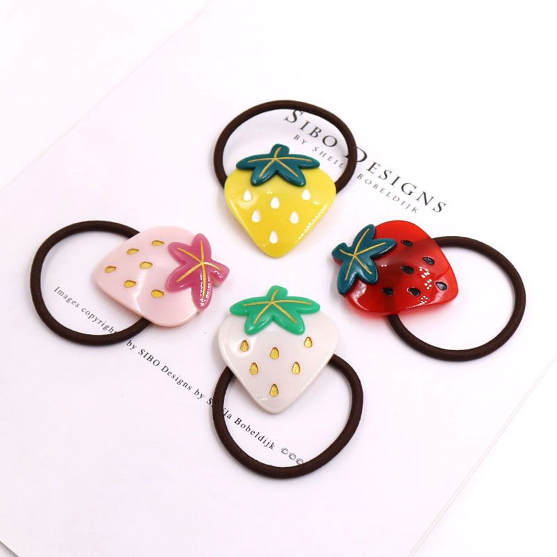 Cute Fruit Hair Rope Summer Small Fresh Strawberry Head Rope South Korea Net Red Hair Circle Tied Head Rubber Band Environmental Protection Hair Accessories