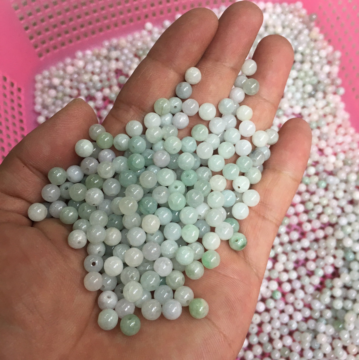 Natural Burmese jadeite A-grade 6mm round beads