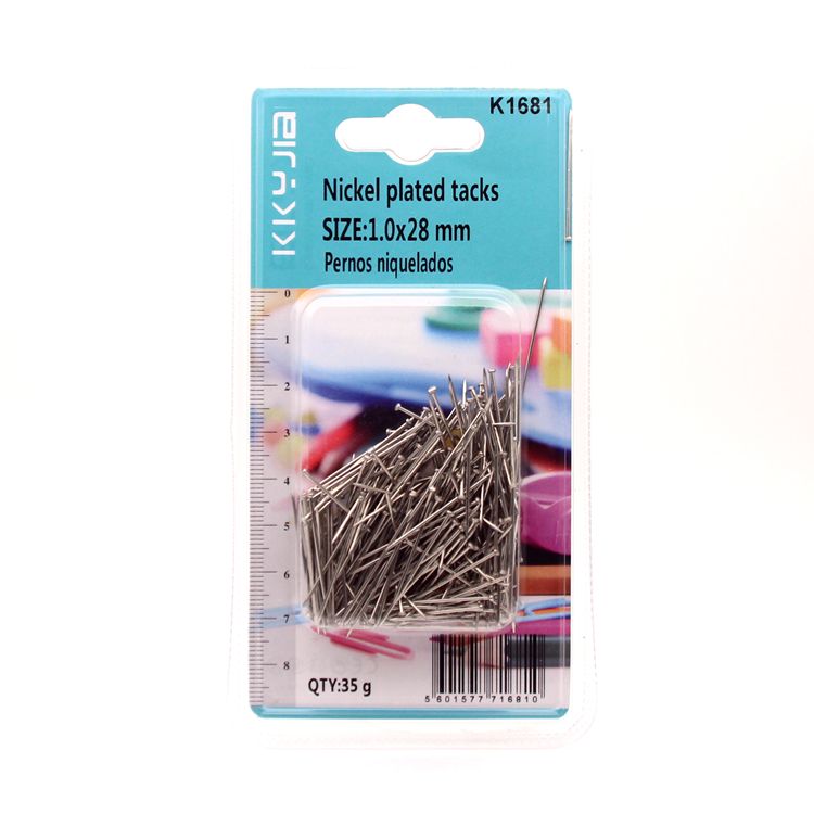 卡卡五金 1681吸塑卡装镀镍大头针28mm百元店小包装货源详情1