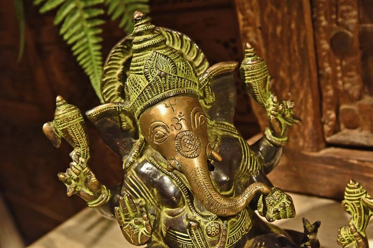 India hecho a mano de cobre elefante dios D grande Item Picture