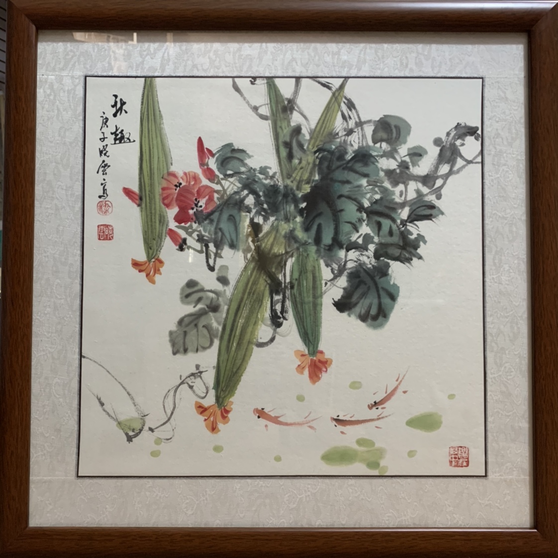 Finished painting, solid wood frame with glass, Chinese style Specification image