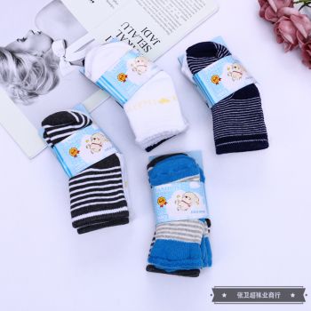 Soft and comfortable baby's cotton mixed color striped socks full figure
