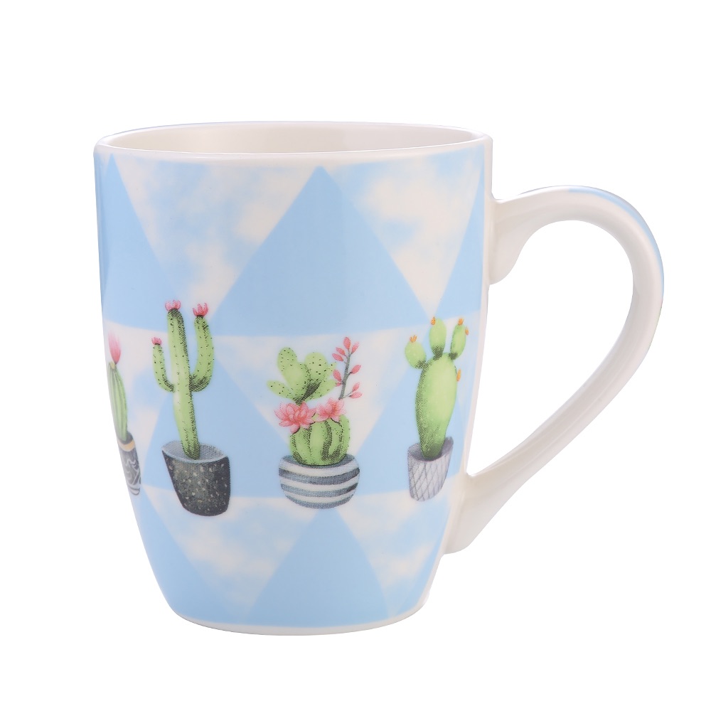 Factory direct sales of ceramic mugs with cactus flower face applique ceramic cups