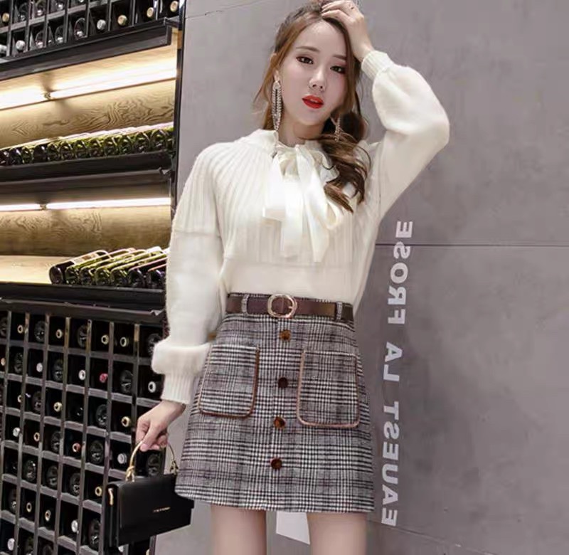 Plaid skirt, pleated skirt, short skirt, high-waisted tweed A-line skirt, 2020 new autumn and winter one-step skirt, winter skirt Item Picture