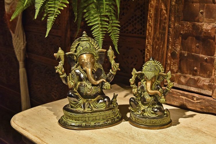 India hecho a mano de cobre elefante dios D grande
