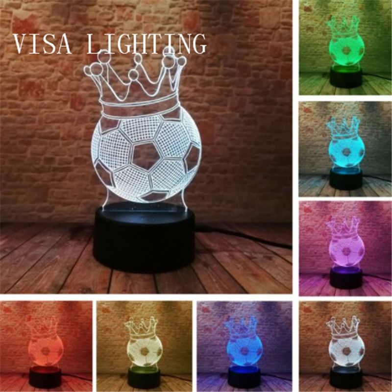 3d Football Crown stereoscopic table lamp, led night light, plug-in bedroom bedside lamp, creative gift detail image 1