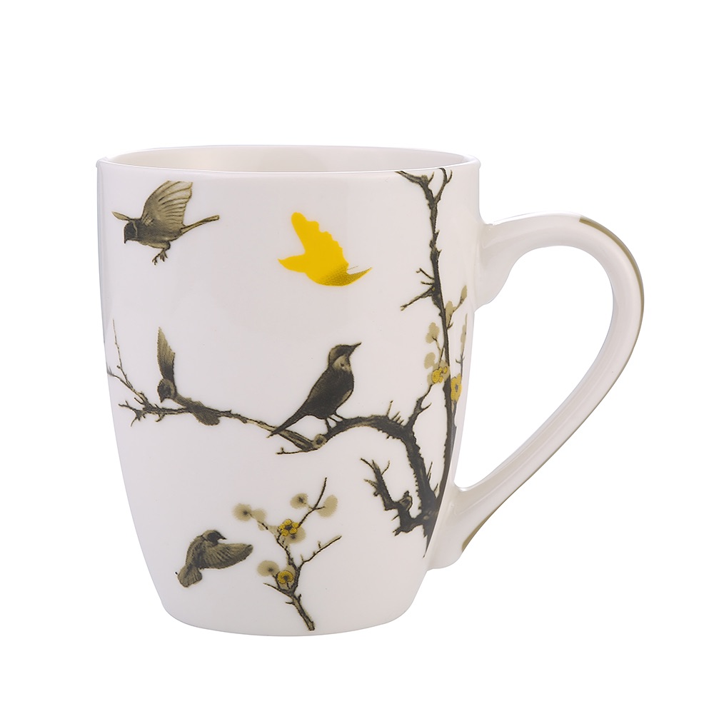 Daily-use ceramic cups, mugs, cartoon decals, bird flower faces, ceramic coffee cups details Picture