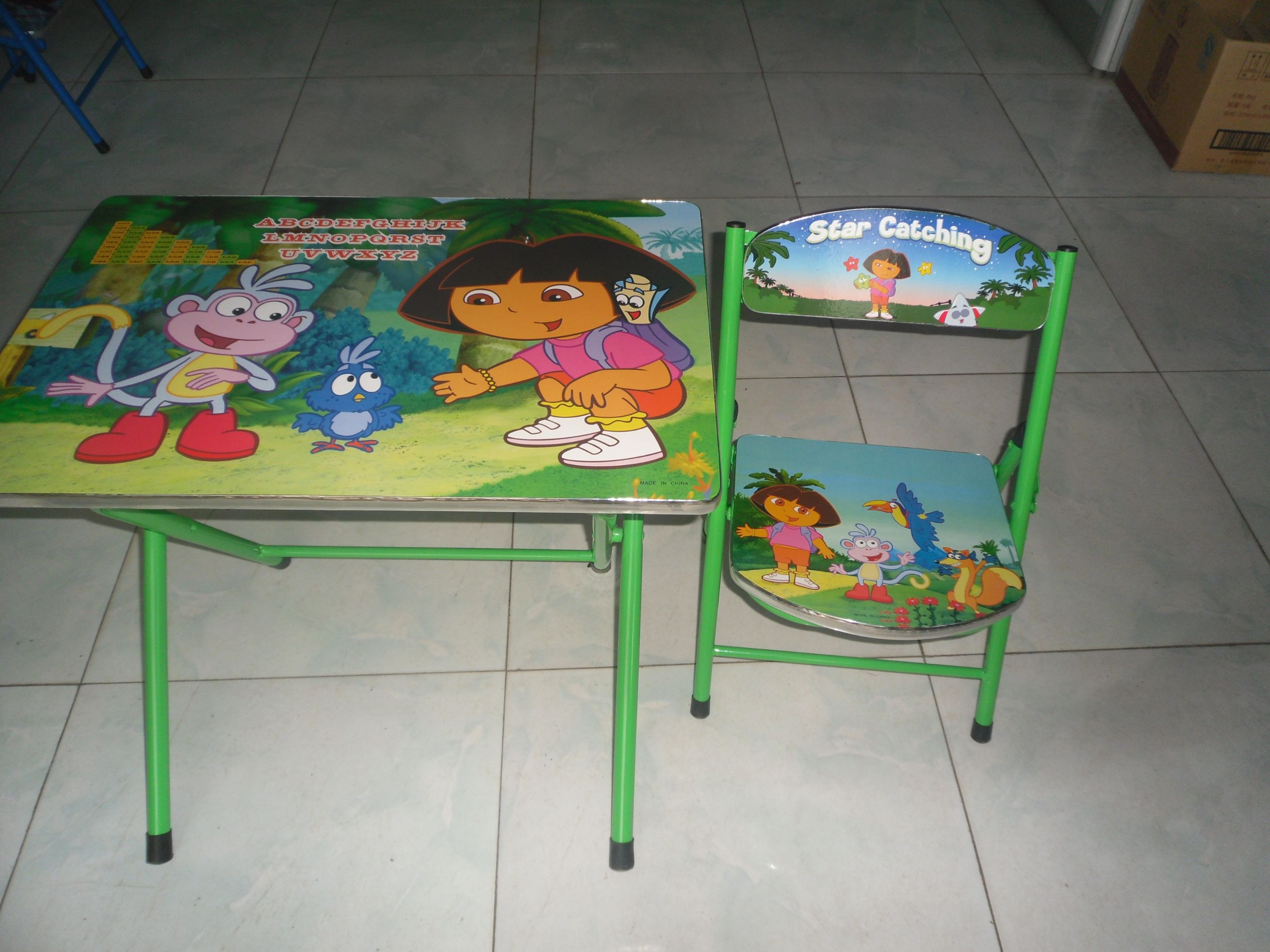 儿童学习桌椅 课桌椅 可折叠套装儿童餐桌椅 卡通桌椅详情图2