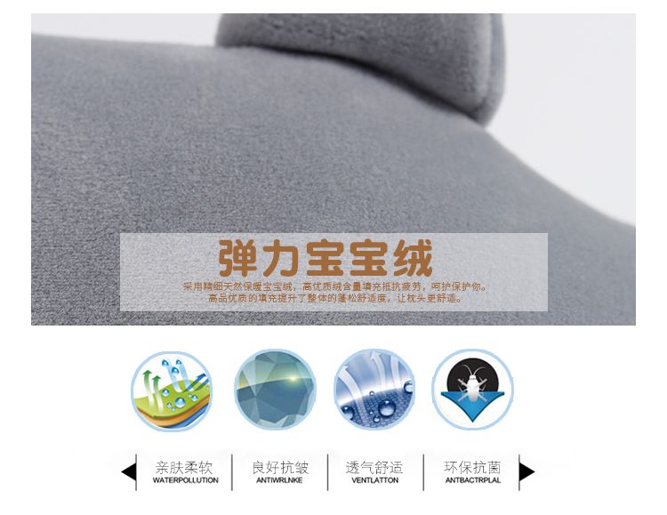 厂家直销创意动物头u形枕氨纶超卡通素色U型枕 记忆棉汽车用颈枕详情图3