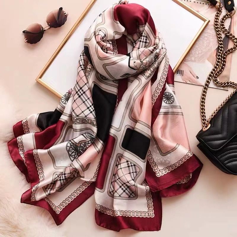 Jujube red plaid pattern scarf scarf shawl