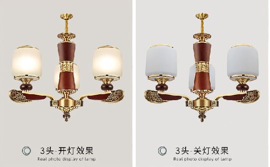 Three new Chinese-style chandeliers made of rosewood, all-copper and glass lampshades, selected by Shanggu details Picture